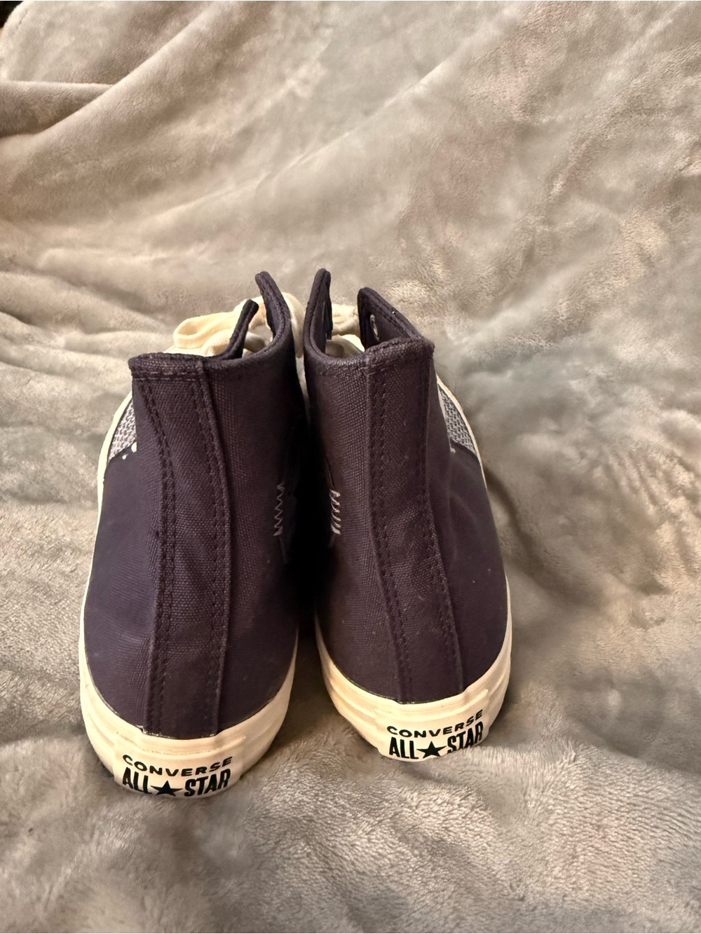 Converse High Top Sneakers in Dark Navy with Cream Accents - Picture 6 of 7
